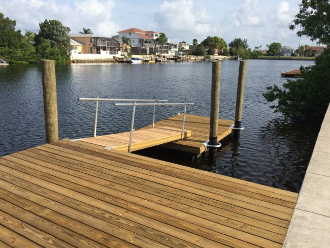 Wood-framed and decked floating dock